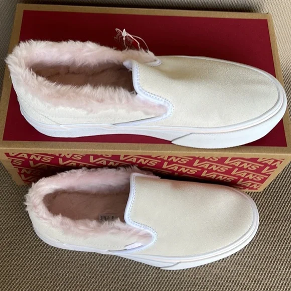 Vans Classic Slip-On Platforms Suede / Fur True White WMNS - Picture 3 of 16